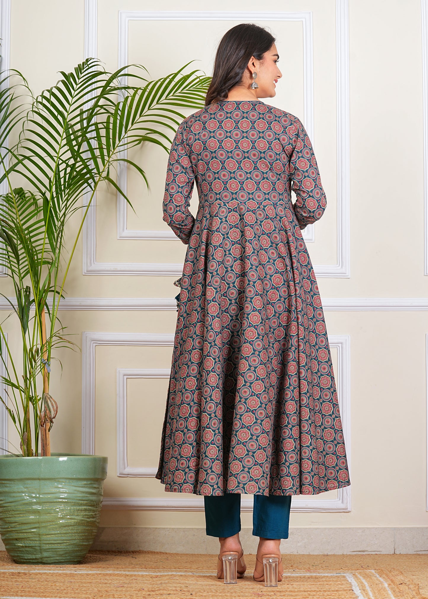 Women's Cotton Anarkali with Pant and Dupatta Set