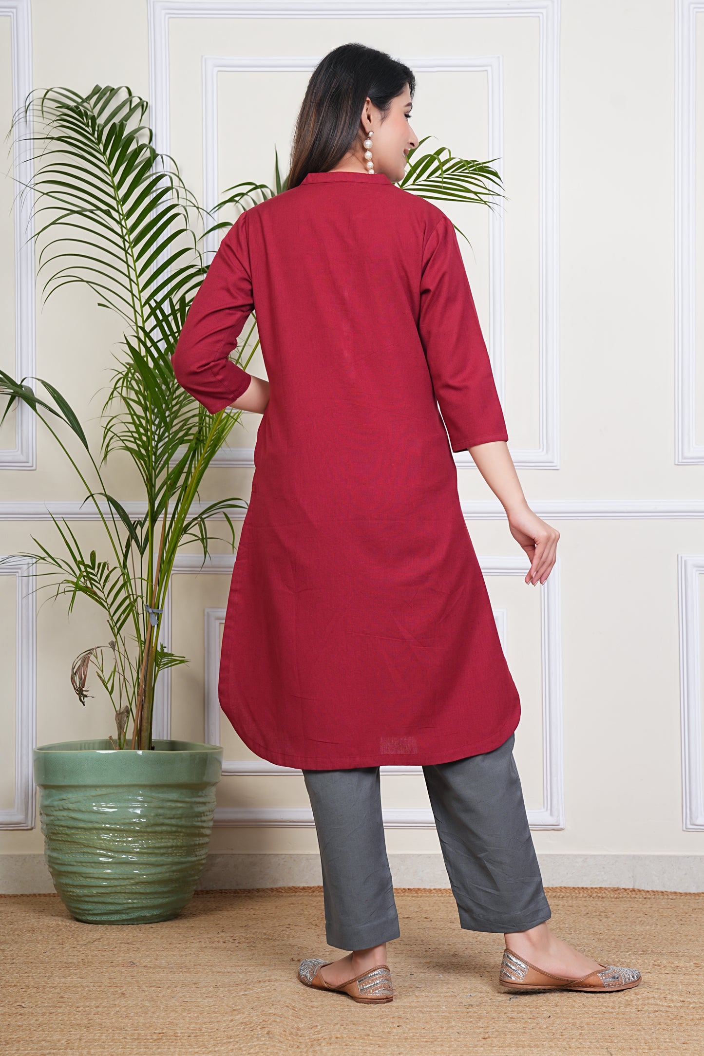 Premium Cotton Office Wear Kurta Set (Maroon)