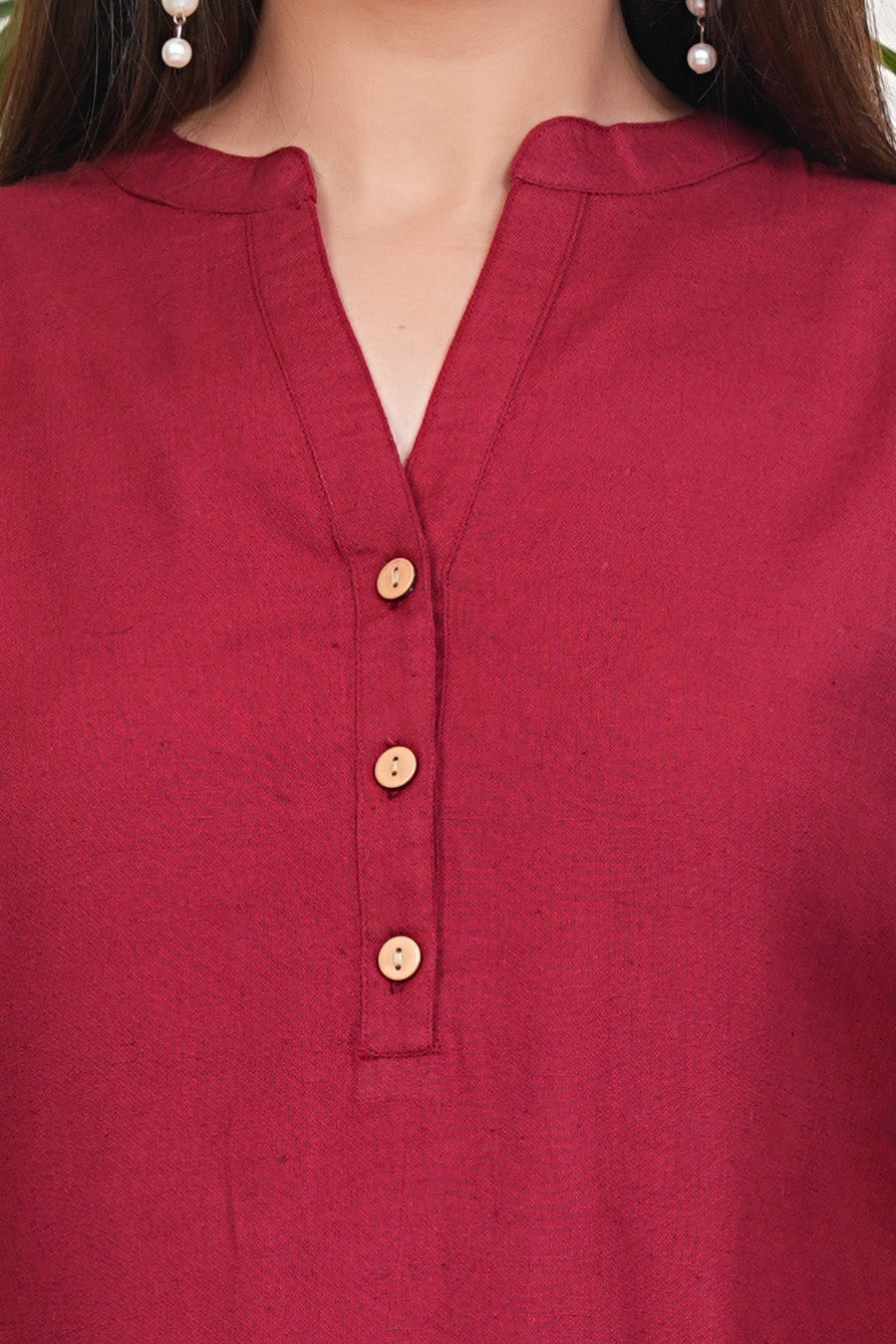 Premium Cotton Office Wear Kurta Set (Maroon)