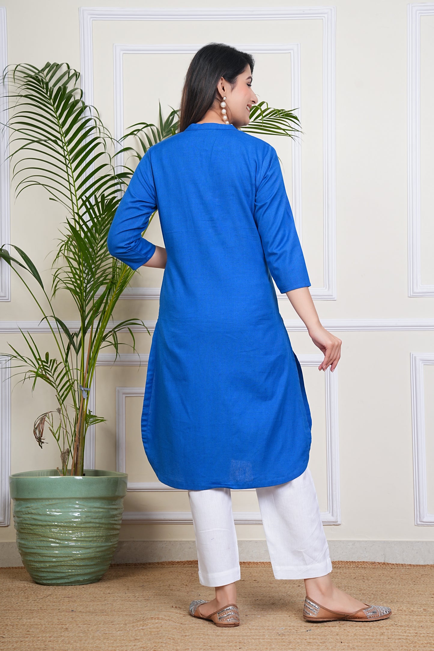 Premium Cotton Office Wear Kurta Set (Blue)