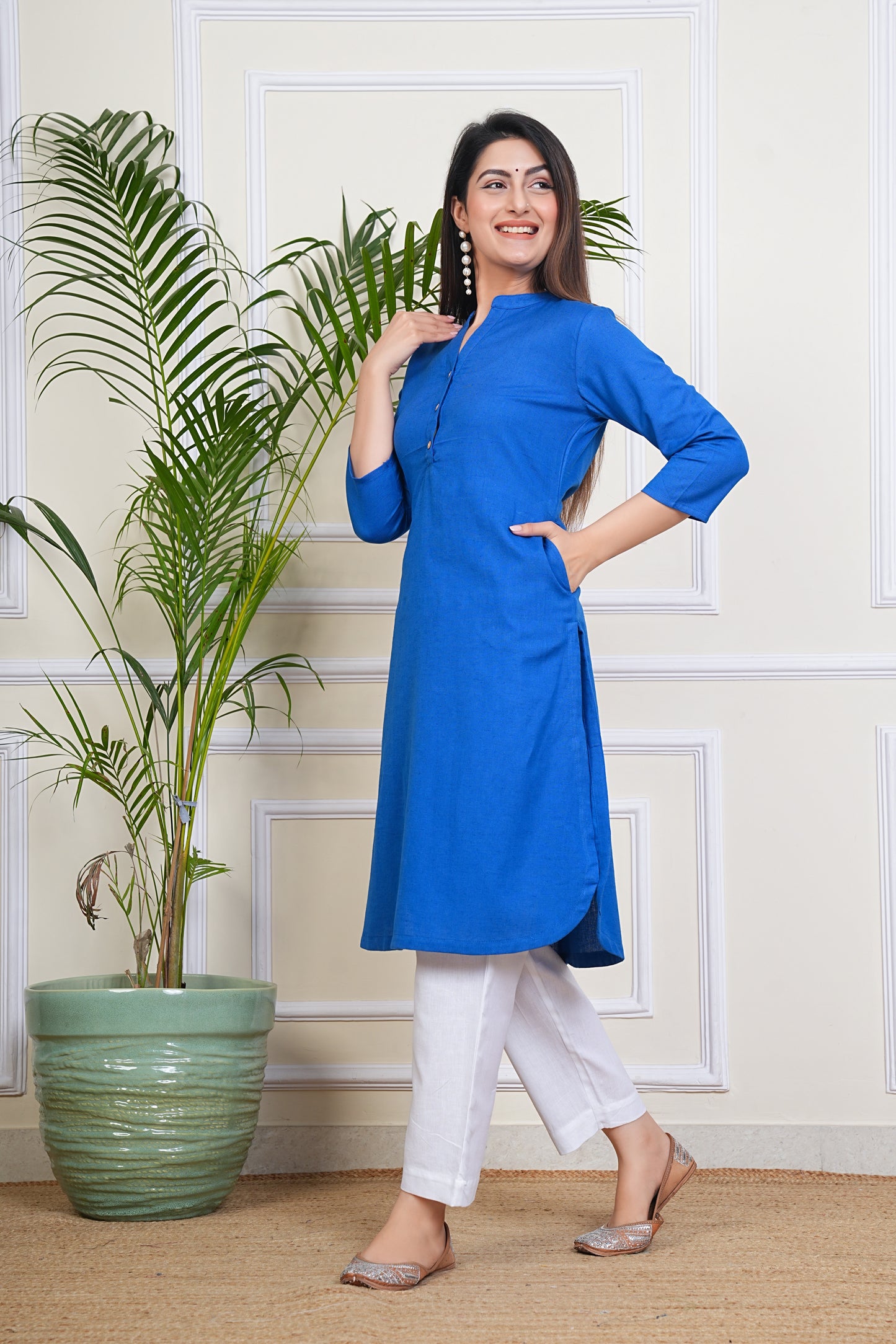 Premium Cotton Office Wear Kurta Set (Blue)