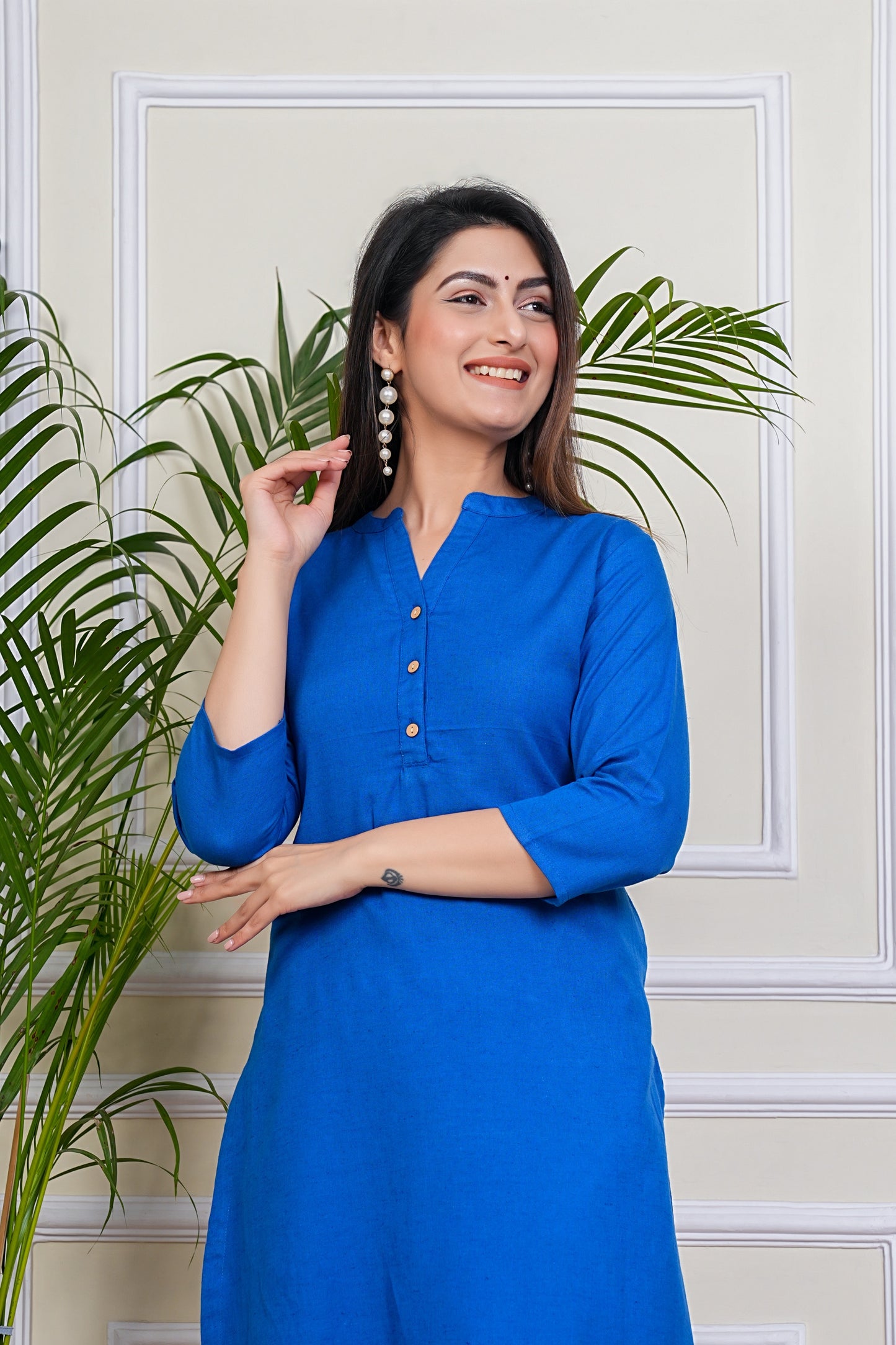 Premium Cotton Office Wear Kurta Set (Blue)