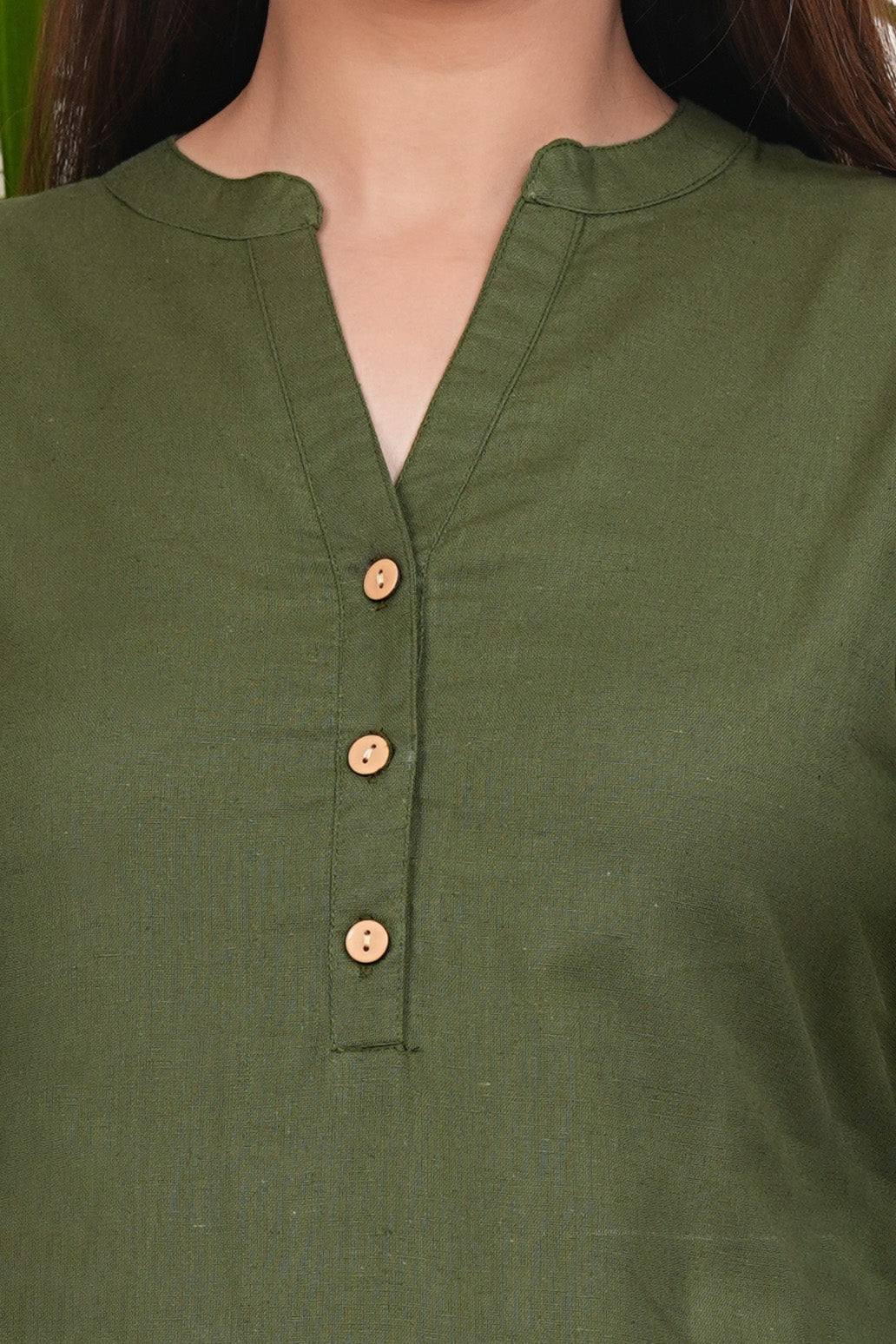 Premium Cotton Office Wear Kurta Set (Army Green)