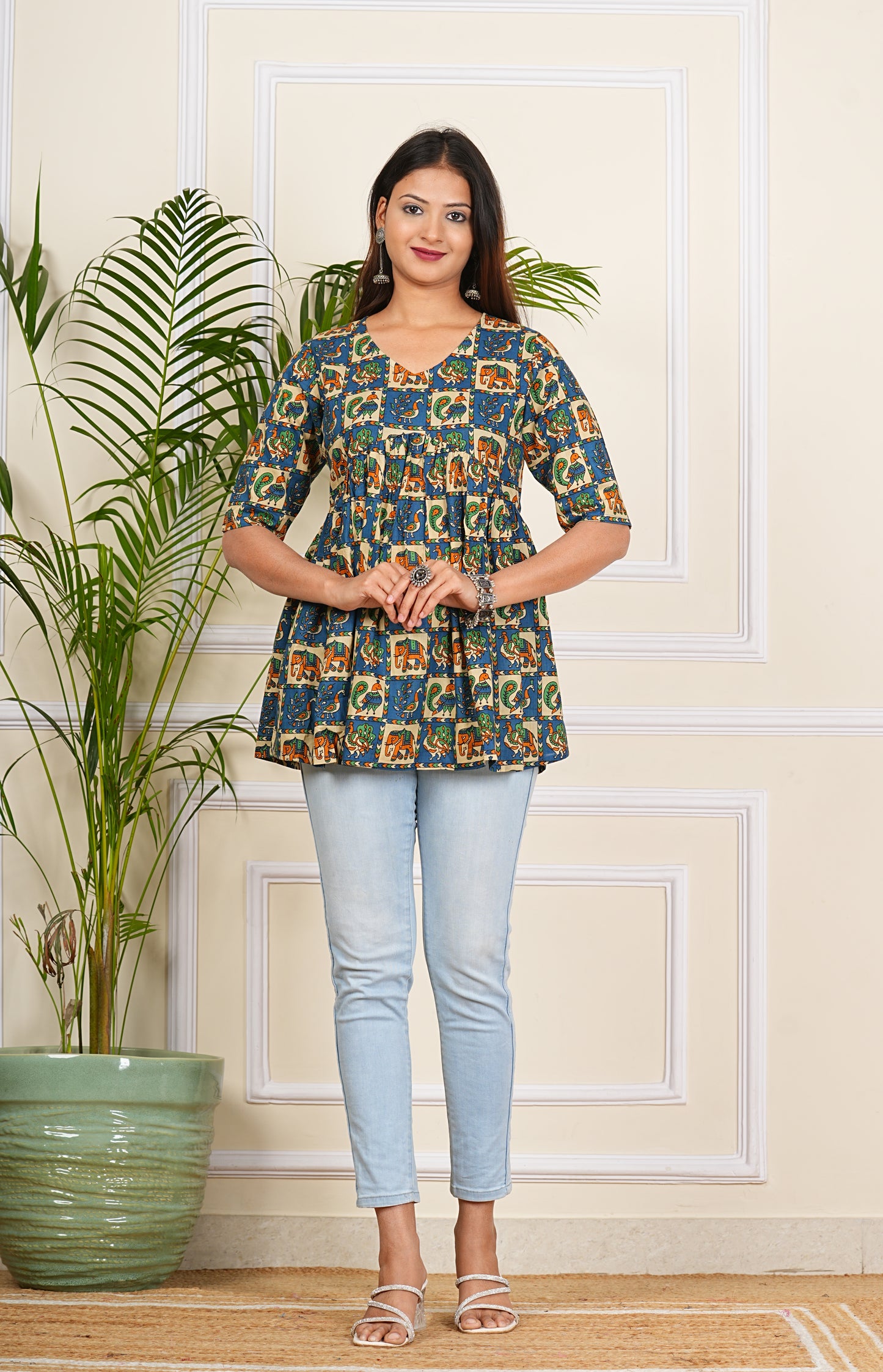 Women's Cotton Printed western top
