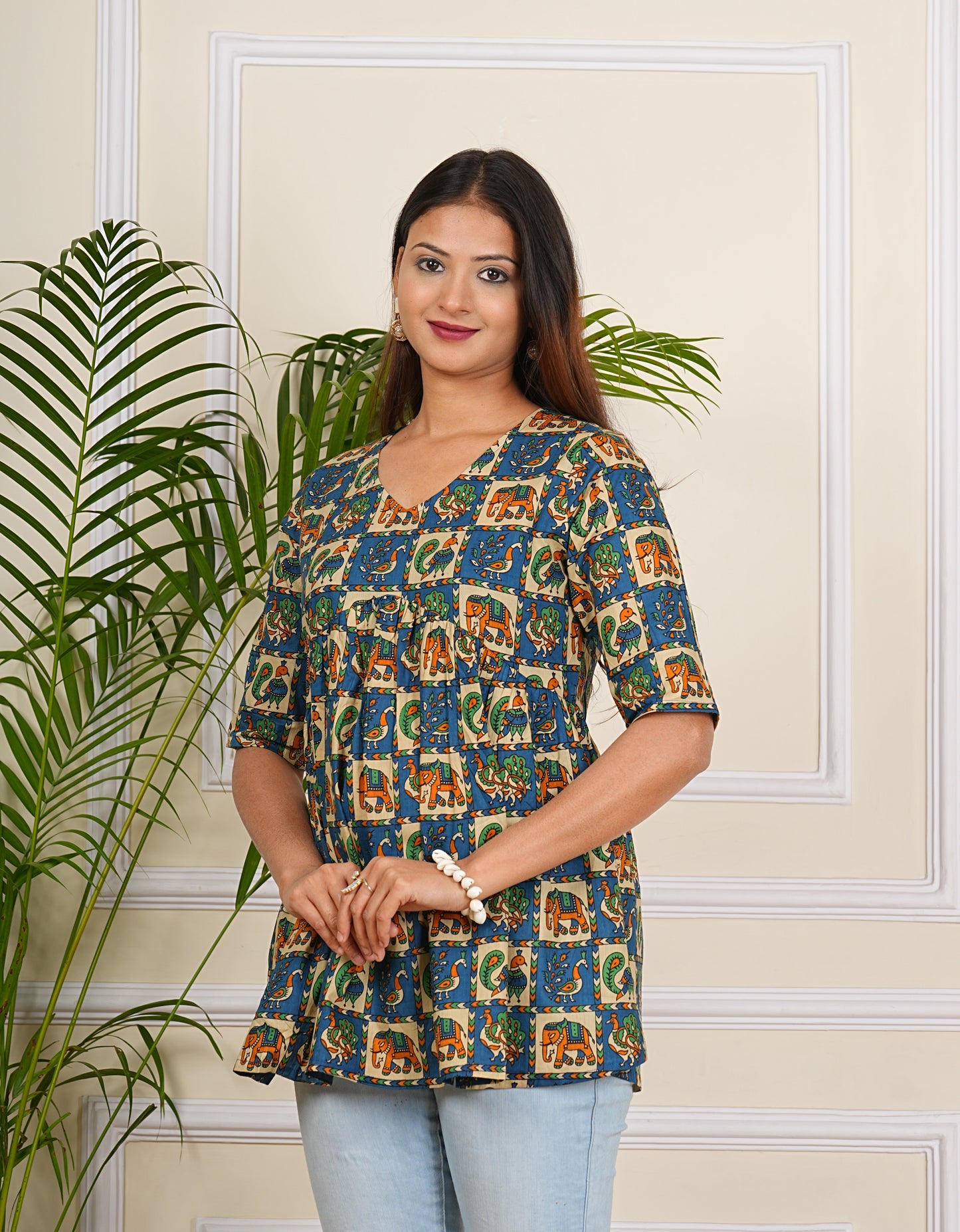 Women's Cotton Printed western top