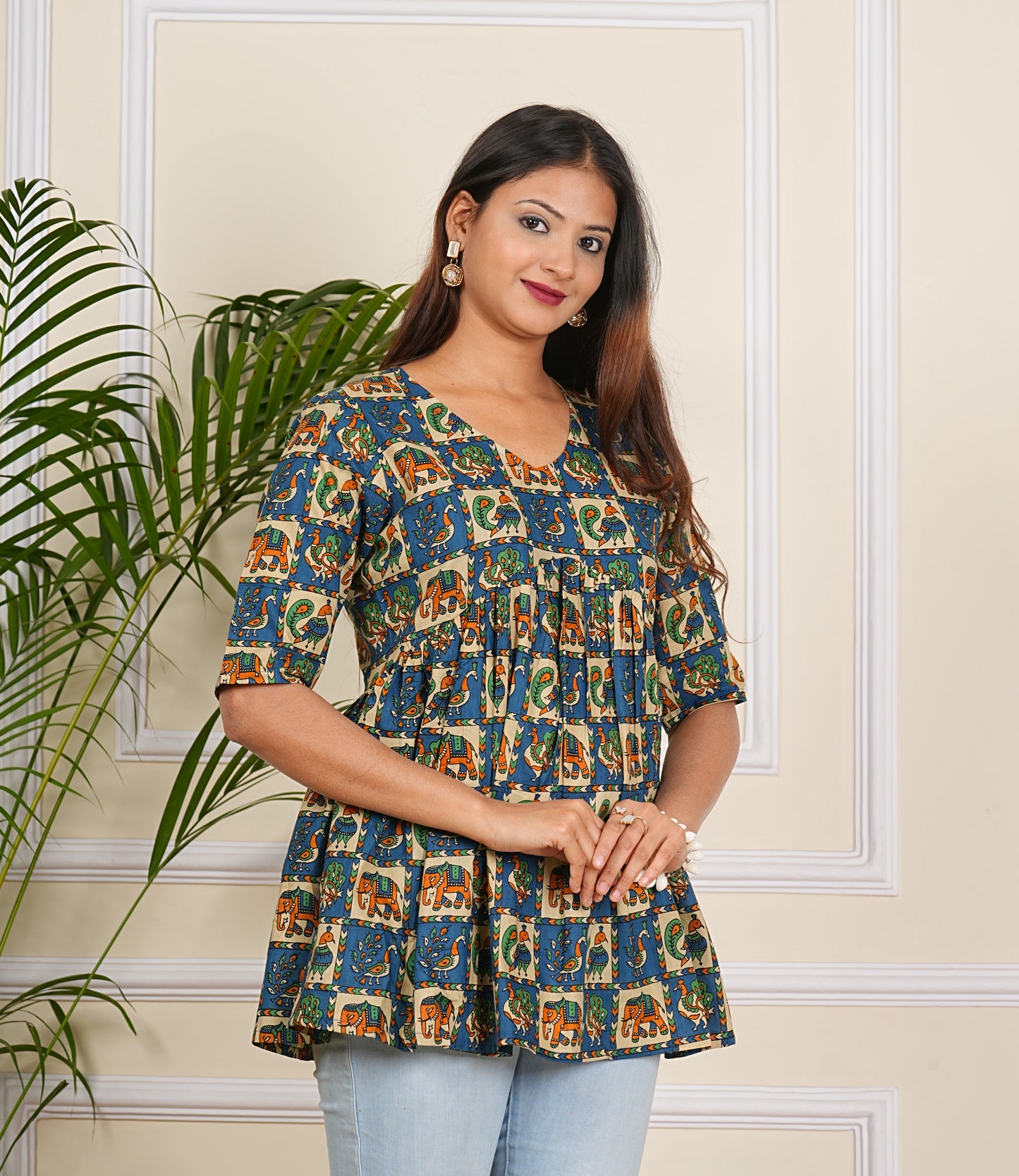 Women's Cotton Printed western top