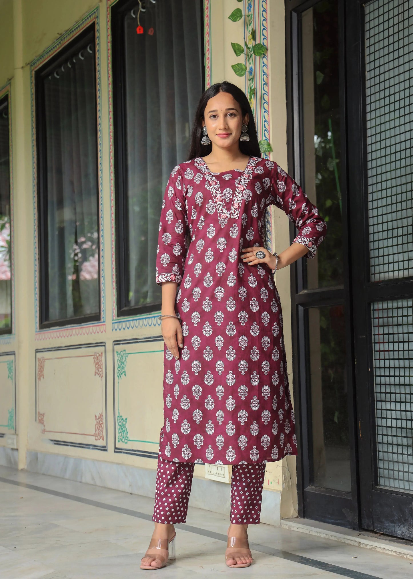 Women's Cotton Kurti with Pant and Dupatta Set