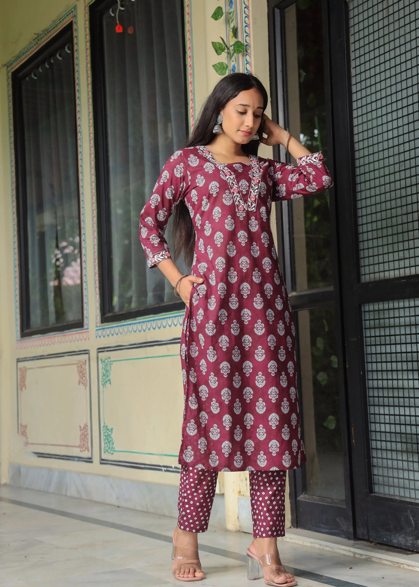 Women's Cotton Kurti with Pant and Dupatta Set
