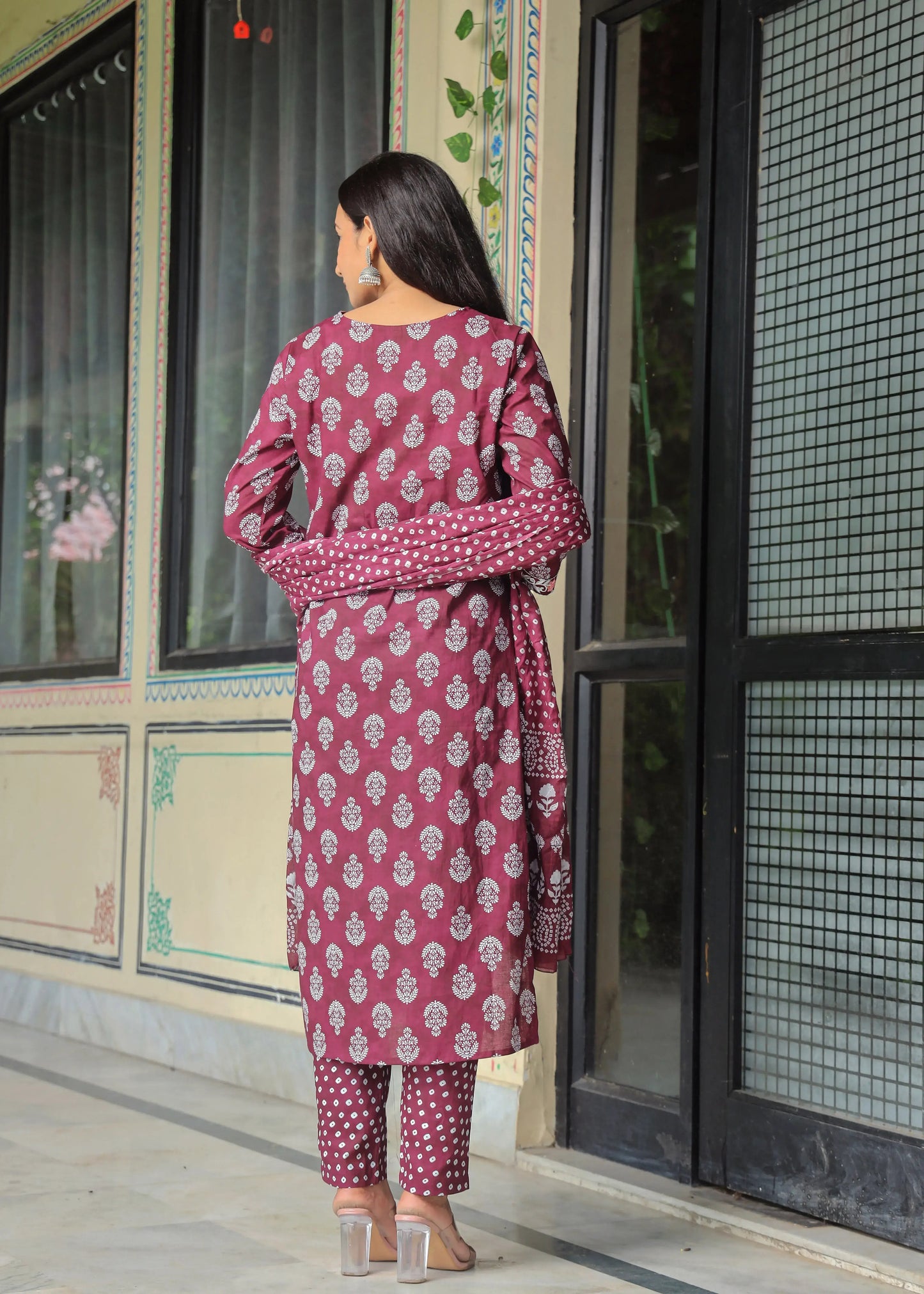 Women's Cotton Kurti with Pant and Dupatta Set