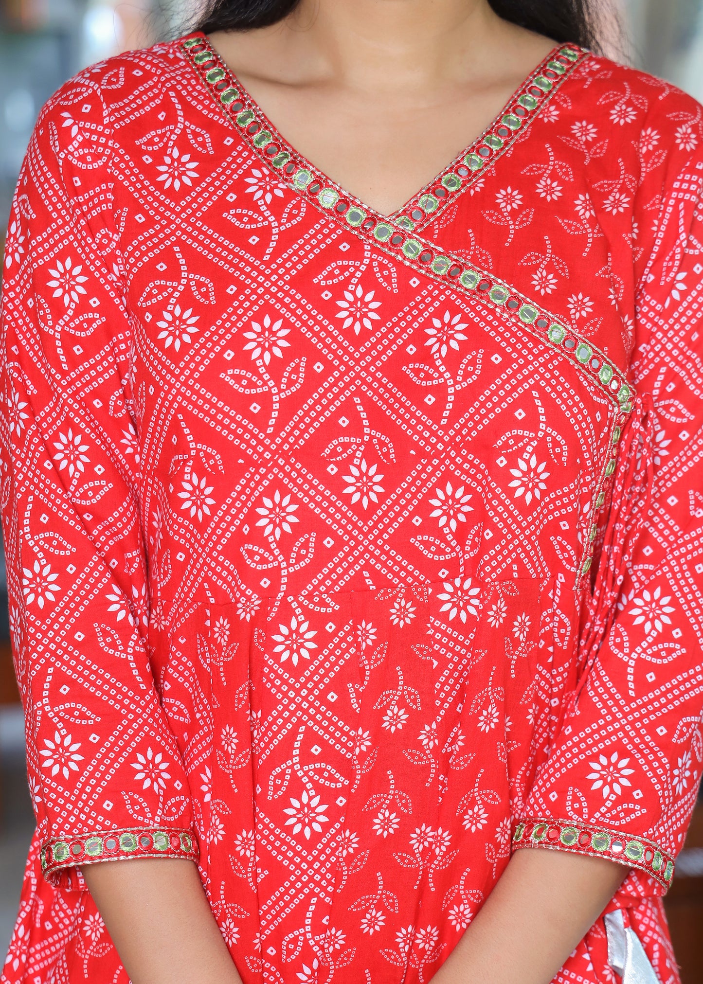 Bandhani Angrakha Anarkali & Pant Set with Dipatta
