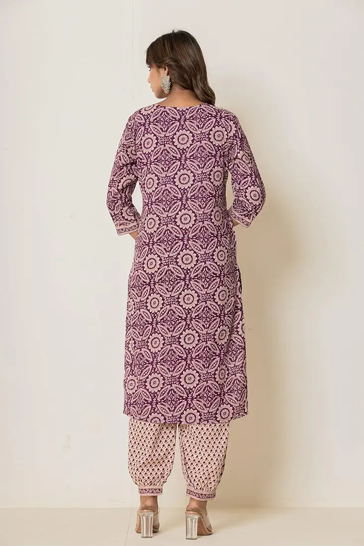 Women's Cotton Kurti with Pant and Dupatta Set