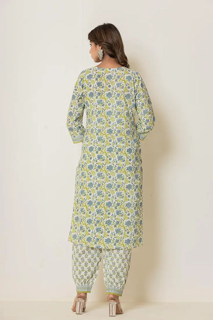 Women's Cotton Kurti with Pant and Dupatta Set