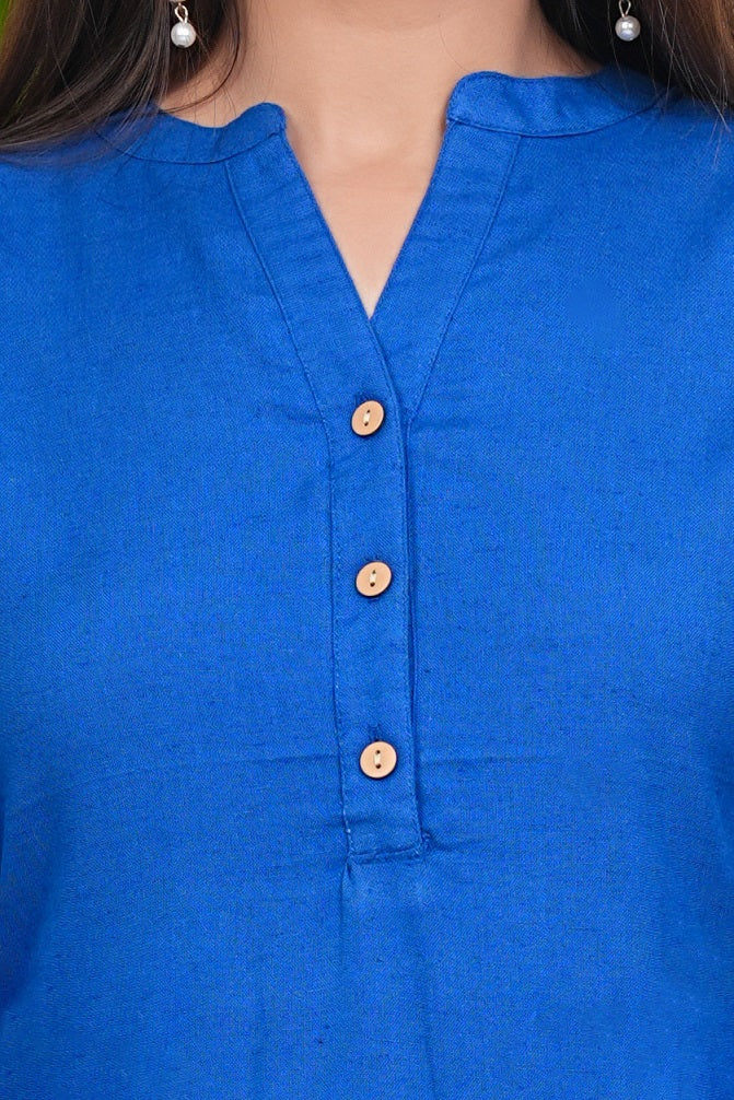 Premium Cotton Office Wear Kurta Set (Blue)