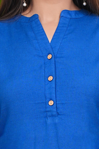 Premium Cotton Office Wear Kurta Set (Blue)