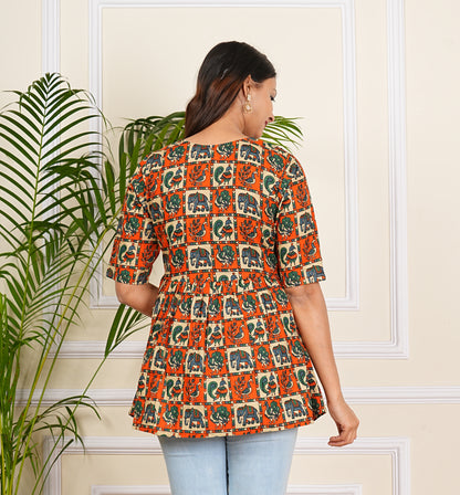 Women's Cotton Printed Western Top