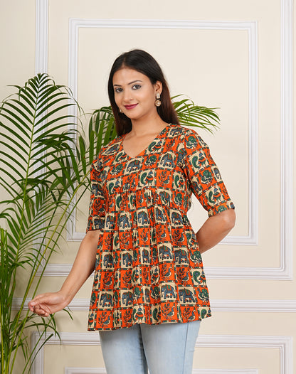 Women's Cotton Printed Western Top