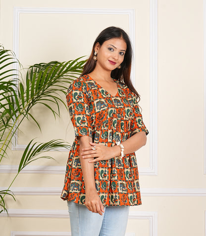 Women's Cotton Printed Western Top
