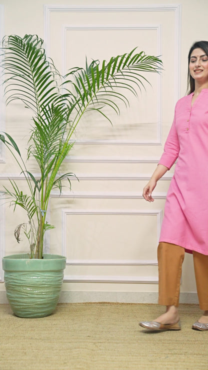 Premium Cotton Office Wear Kurta Set (Pink)